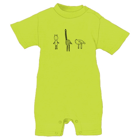 商品詳細 なかよし 3匹組 Pimatty Zoo ベイビーロンパース ライムグリーン デザインtシャツ通販clubt