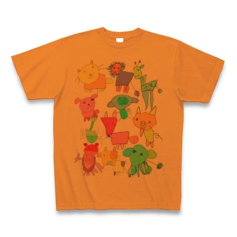 商品詳細 両面タイプ シュールでかわいい動物デザイン Tシャツ オレンジ デザインtシャツ通販clubt