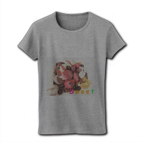 商品詳細 絵画風 食べ物1 文字入り レディースtシャツ グレー デザインtシャツ通販clubt