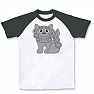 狛犬さん ラグランTシャツ(ホワイト×ブラック)