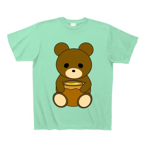 商品詳細 はちみつ大好き クマのぬいぐるみ Tシャツ Pure Color Print ミントグリーン デザインtシャツ通販clubt