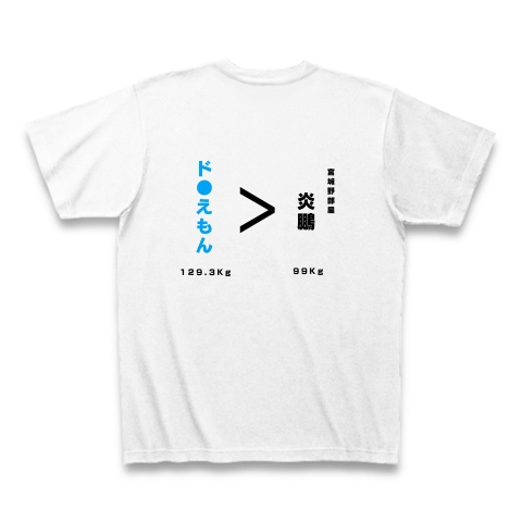 商品詳細 おもしろtシャツ どらえもん キャラクター 相撲 関取 文字 ブルー 水色 おもしろ 漢字 かっこいい 体重 数字 アニメ Tシャツ ホワイト デザインtシャツ通販clubt