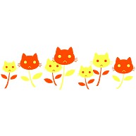 昭和レトロ柄　猫のお花