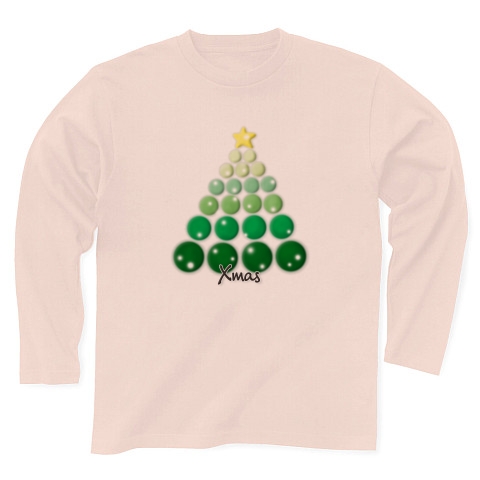 クリスマスツリー｜長袖Tシャツ｜ライトピンク