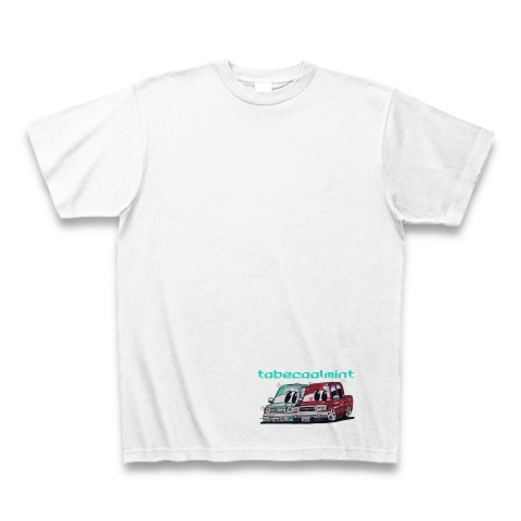 商品詳細 車の絵 可愛い ミニトラック ピックアップ 仲良し ラブラブ ハート ありがとう Tシャツ ホワイト デザインtシャツ通販clubt