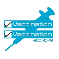 ワクチン接種済２（COVID19）｜ラグランTシャツ｜ホワイト×ロイヤルブルー