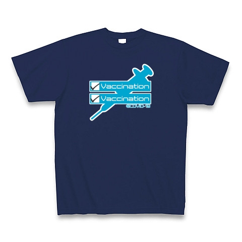 ワクチン接種済２（COVID19）｜Tシャツ Pure Color Print｜ジャパンブルー