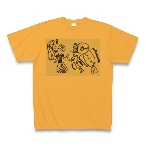 鶴の親子、｜Tシャツ｜コーラルオレンジ