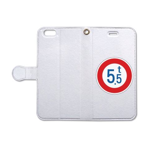 道路標識「重量制限5.5t」｜iPhone6/6s手帳型レザーケース｜ホワイト